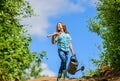 Family bonding. spring country side village. future success. little girl on rancho. summer farming. farmer little girl Royalty Free Stock Photo