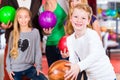 Family at Bowling Center Royalty Free Stock Photo