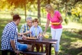 Family break from a game of chess