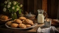 Family breakfast with Danish homemade cookies. In the style of hygge