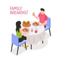 Daily Family Breakfast Isometric Illustration