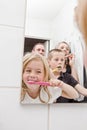 Family brushing teeths