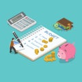 Family budget flat isometric vector concept. Royalty Free Stock Photo