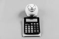 Family budget management. business start up. piggy bank with calculator. Moneybox. saving money. First salary Royalty Free Stock Photo