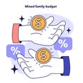 Family budgeting concept. Mixed budget planning model to keep