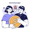 Family budgeting concept. Total budget planning model to keep