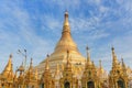 Family burmese people praying respects at Shwedagon big golden pagoda in rangoon, MyanmarBurma