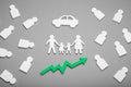 Family buy auto, car cost. Growth in number of cars Royalty Free Stock Photo