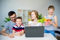 Family buying food online Royalty Free Stock Photo