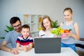 Family buying food online Royalty Free Stock Photo