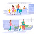 Family buying products in supermarket