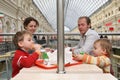 Family in a cafe Royalty Free Stock Photo