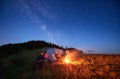 Family camp in mountains. Royalty Free Stock Photo