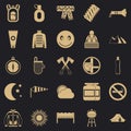 Family camping icons set, simple style Royalty Free Stock Photo