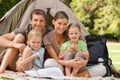 Family camping in the park