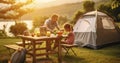 A Family Camping Table Set for Mealtime Enjoyment on Vacation