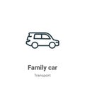 Family car outline vector icon. Thin line black family car icon, flat vector simple element illustration from editable transport Royalty Free Stock Photo