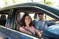 Family in car on road trip Royalty Free Stock Photo