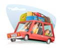 Family car travel cartoon design vector illustration