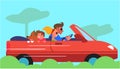 Family Car Traveling Flat Design Colorful Concept Royalty Free Stock Photo