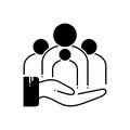 Black solid icon for Family care, protection and together Royalty Free Stock Photo