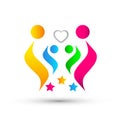 Family care union love heart people celebrating logo icon on white background Royalty Free Stock Photo