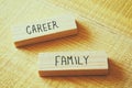 Family and Career conflict concept. Retro filtered. Royalty Free Stock Photo