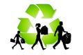 Family Carrying Trash Recycling