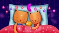 Family cats cartoon sleeping together, best loop video background