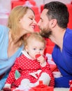 Family celebrate their love. Romantic couple in love and baby girl. Valentines day concept. Together on valentines day Royalty Free Stock Photo