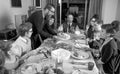 Retro Vintage Family Thanksgiving Day Dinner Turkey Royalty Free Stock Photo