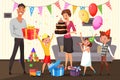 Family celebrating birthday at home illustration Royalty Free Stock Photo