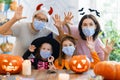 Family celebrating Halloween Royalty Free Stock Photo