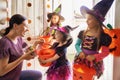 Family celebrating Halloween Royalty Free Stock Photo