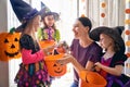 Family celebrating Halloween Royalty Free Stock Photo