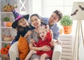 Family celebrating Halloween Royalty Free Stock Photo