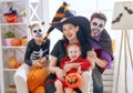 Family celebrating Halloween Royalty Free Stock Photo