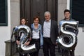 Family celebrating  25th marriage anniversary of the parents Royalty Free Stock Photo