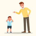 Family character vector design. Father scolds his son