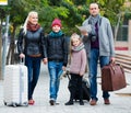 Family checking direction in map Royalty Free Stock Photo