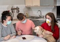 Family checking temperature during COVID-19 pandemic at home