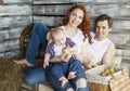 Family with chicken Royalty Free Stock Photo