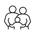 Family with child, line icon. Kid with father and mother, parents. Happy family. Vector illustration Royalty Free Stock Photo