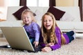 Family - child playing with the laptop Royalty Free Stock Photo