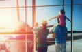 Family with children at the airport Royalty Free Stock Photo