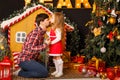 Family Christmas. Father and daughter