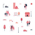 Family in the city - flat design style set of isolated elements Royalty Free Stock Photo