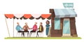 Family In Coffee Shop Design Composition