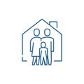 Family comfort line icon concept. Family comfort flat vector symbol, sign, outline illustration.