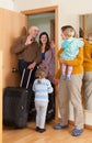 Family coming to grandmother home Royalty Free Stock Photo